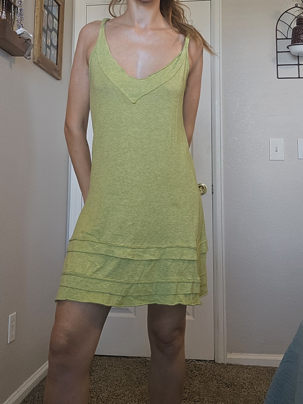 Sleeveless Lime Green Tiered Mini Dress